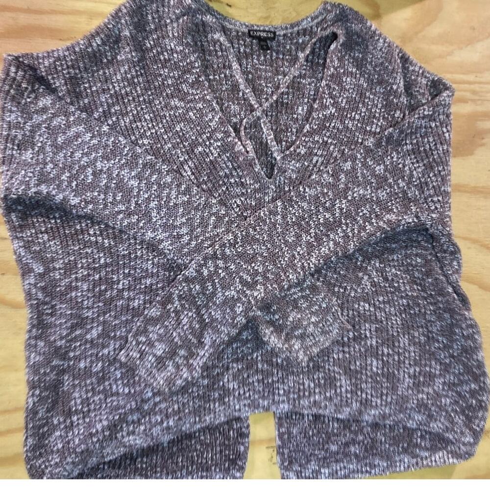 Express Women's Sweater Oversized with Crossover and slit on back- Short